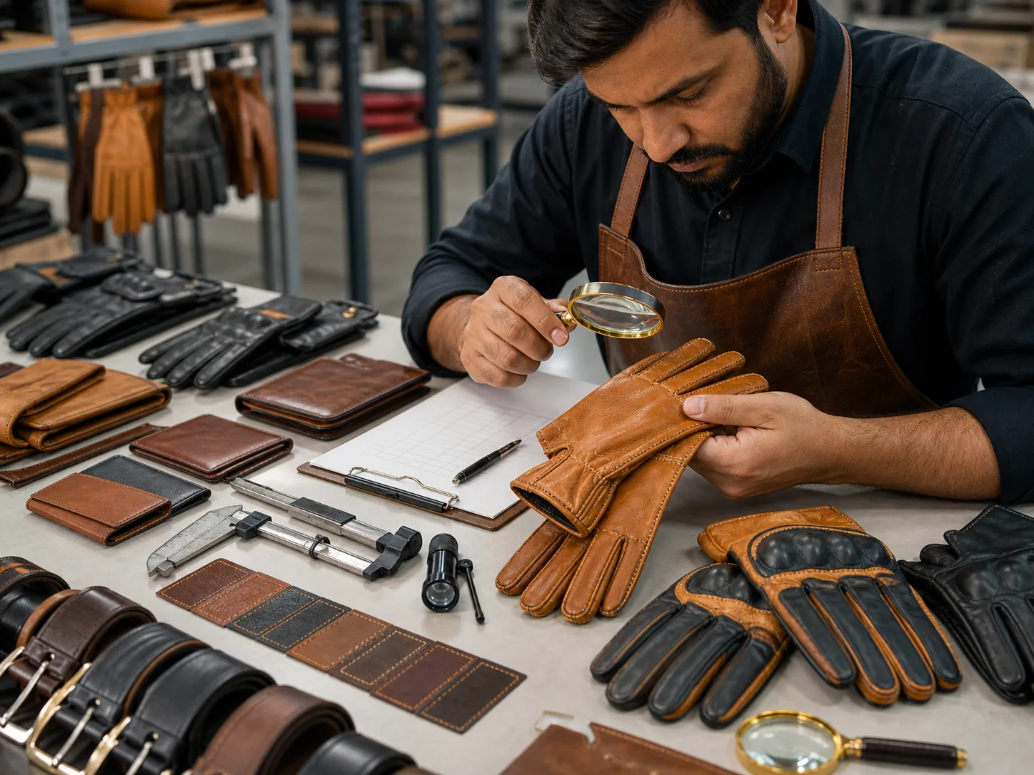Quality control inspection for leather products