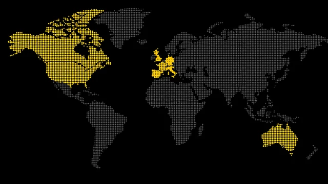 World map showing MZ Leather Industry export markets